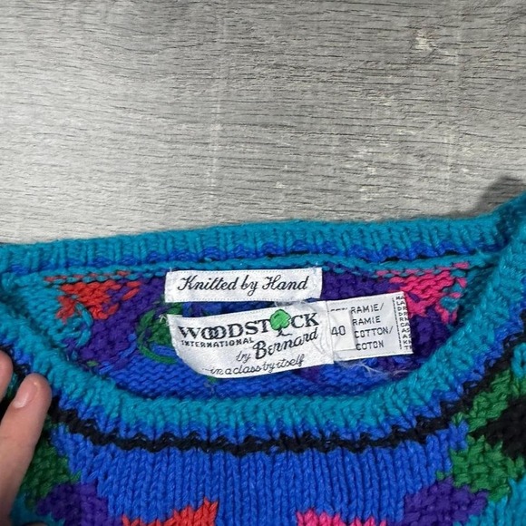 90s colorful knit sweaters cool design size measures women's L - Picture 3 of 5